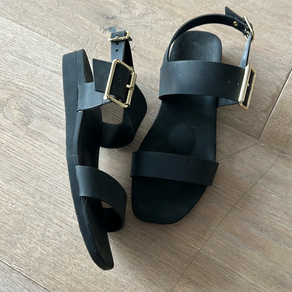 Bared footwear sandals with good buckle detailing